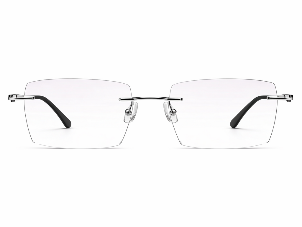 Rocky Rectangle Rimless Glasses